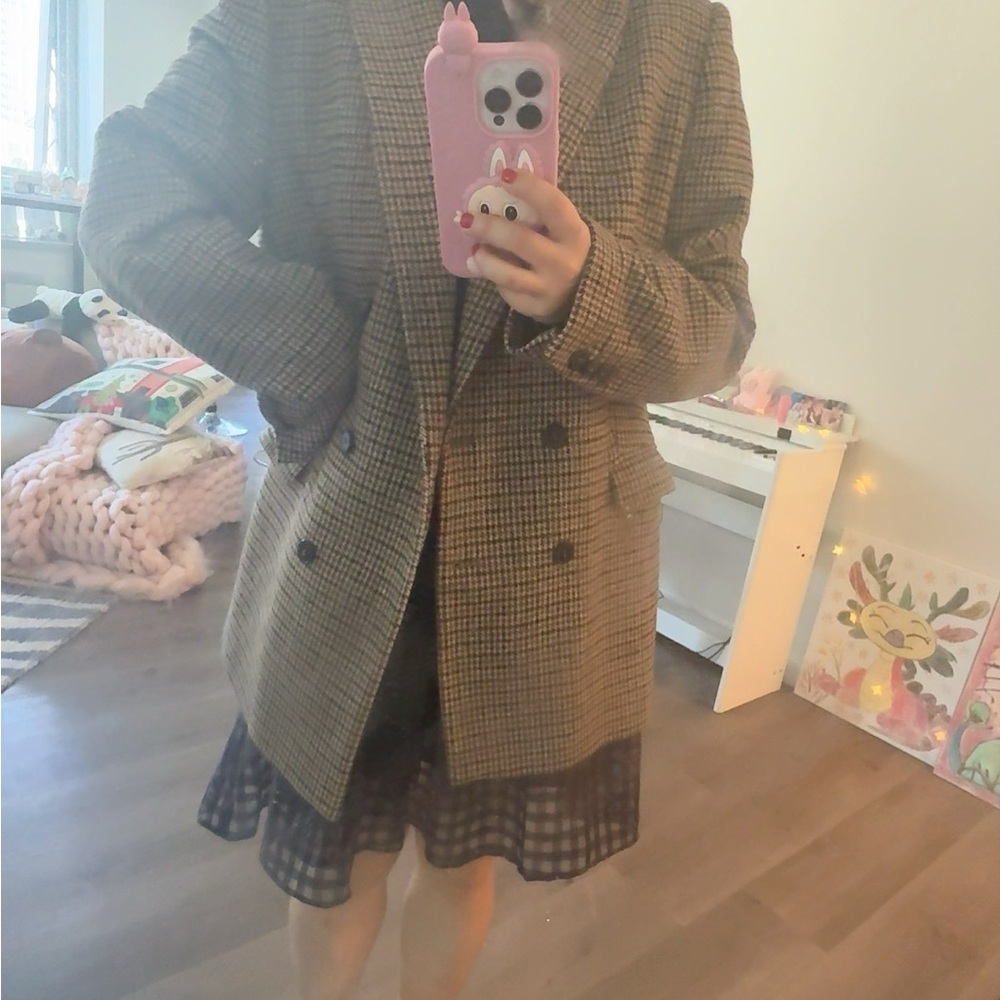 Zara Brown Wool Blazer Tailored Suit Jacket - Picture 3 of 3